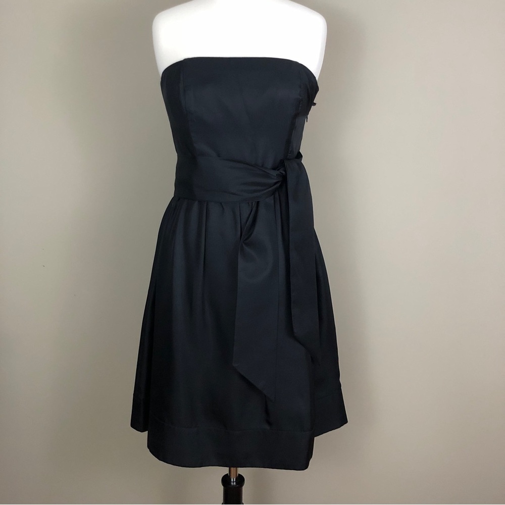 White House Black Market Black Silk Strapless Dress Size 2